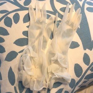 Sheer white cream gloves